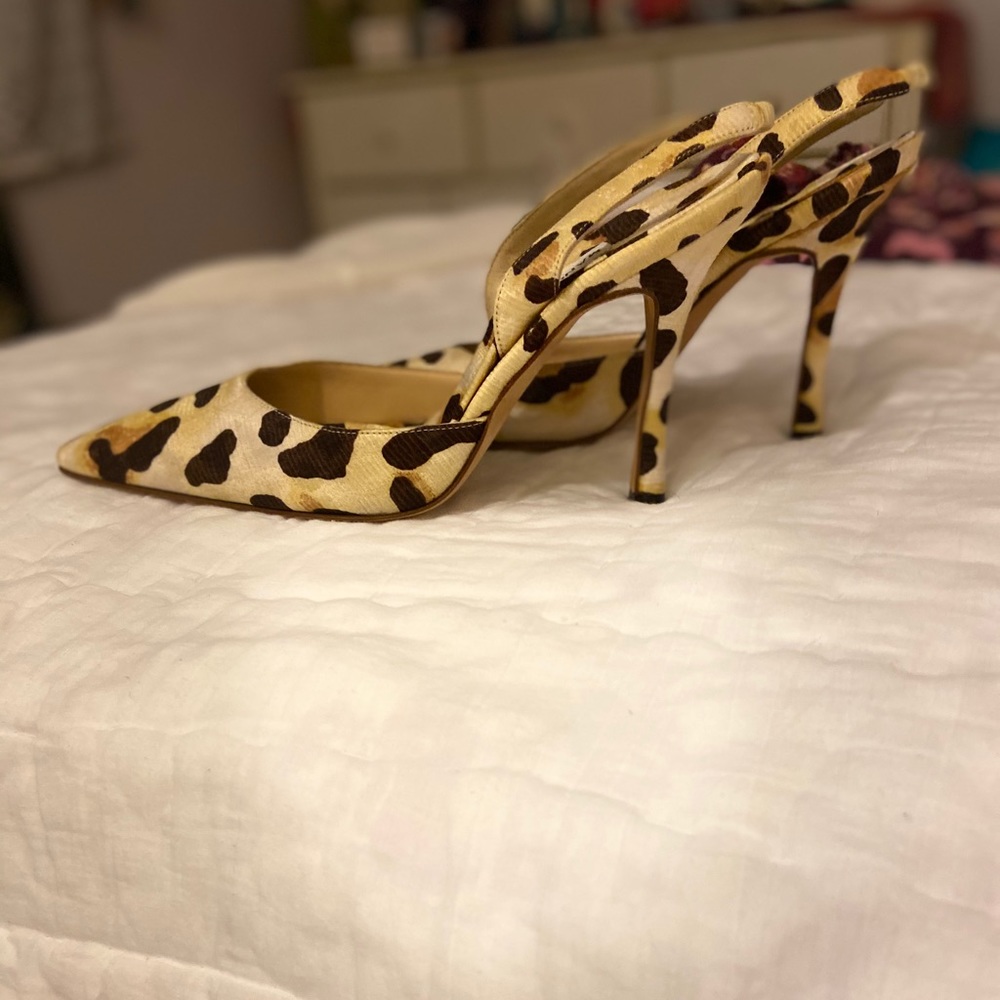 Manolo Blahnik Animal Print Sling Backs